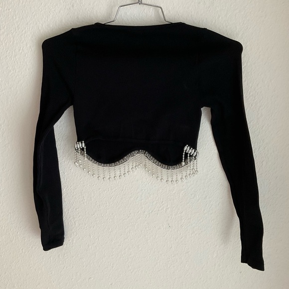 NWT Zara Limitless Contour Collection Beaded Pearl Long Sleeve Top - Picture 5 of 10